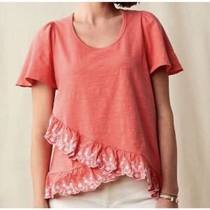 Matilda Jane Enchanted Garden Eureka Springs Embroidered Ruffle T-Shirt Size M